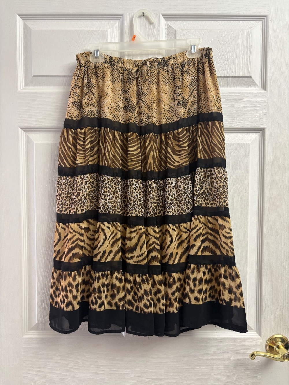 Alfred Dunner Mixed Animal Print Tiered Midi Skirt